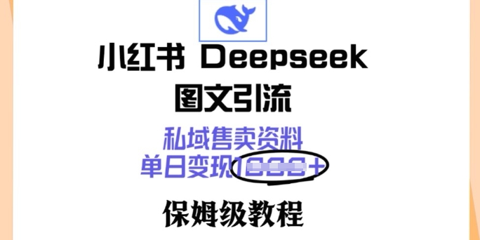 小红书Deepseek图文引流，私域售卖资料，单日变现多张，保姆级教程-伊亚库