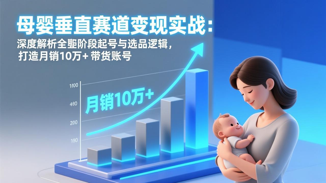母婴垂直赛道变现实战：深度解析三大阶段起号与选品逻辑，打造月销10万+带货账号-伊亚库
