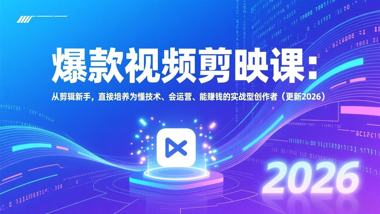 爆款视频剪映课：从剪辑新手，直接培养为懂技术、会运营、能赚钱的实战型创作者(更新2026-伊亚库
