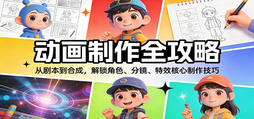 动画制作全攻略：从剧本到合成，解锁角色、分镜、特效核心制作技巧-伊亚库