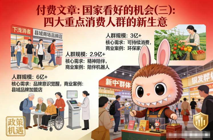 付费文章:国家看好的机会(三):四大重点消 费人群的新生意