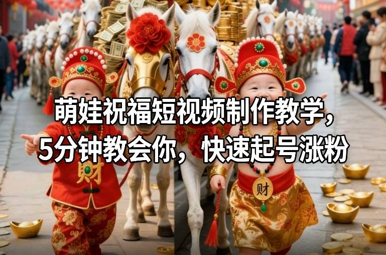 萌娃祝福短视频制作教学，5分钟教会你，快速起号涨粉-伊亚库