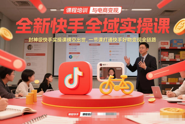 全新快手全域实操课，封神级快手实操课横空出世，一节课打通快手好物变现全链路-伊亚库