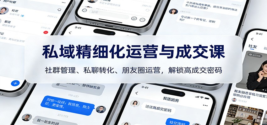 私域精细化运营与成交课：社群管理、私聊转化、朋友圈运营，解锁高成交密码-伊亚库