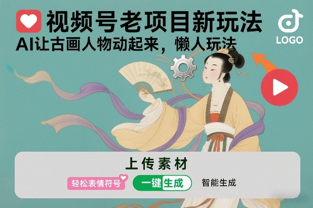 视频号老项目新玩法，AI让古画人物动起来，懒人玩法，附详细教程-伊亚库