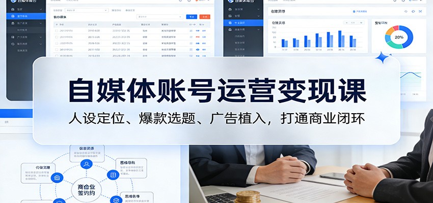 自媒体账号运营变现课：人设定位、爆款选题、广告植入，打通商业闭环-伊亚库