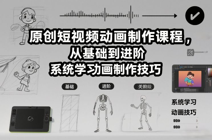 原创短视频动画制作课程，从基础到进阶，系统学习动画制作技巧-伊亚库