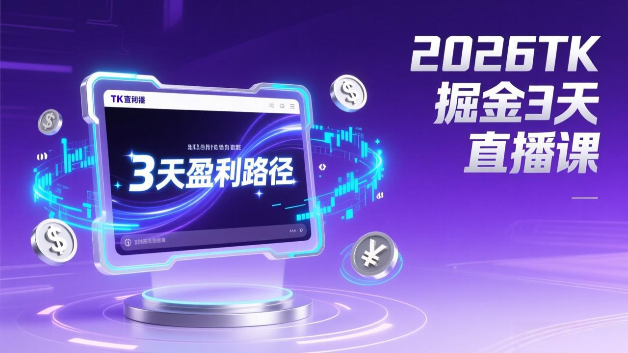 2026TK掘金直播课，起号涨粉+直播带货+商单变现+3天打通盈利路径，月入过万美金-伊亚库
