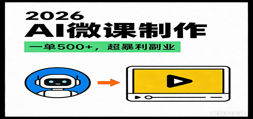 2026AI 风口最稳副业：微课代写制作，一单 500+，人人可做的蓝海项目-伊亚库