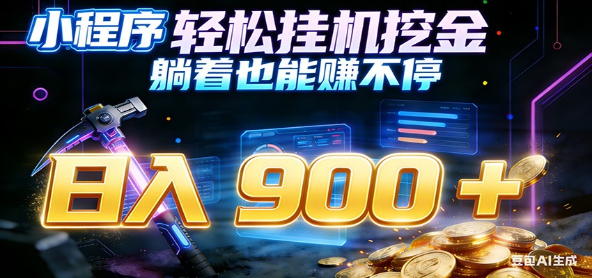 小程序挂机挖金，自动赚金币换现金，多号并行日入900+，轻松搞副业-伊亚库