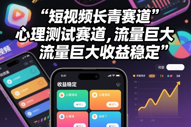 短视频长青赛道，心里测试赛道，流量巨大，收益稳定-伊亚库