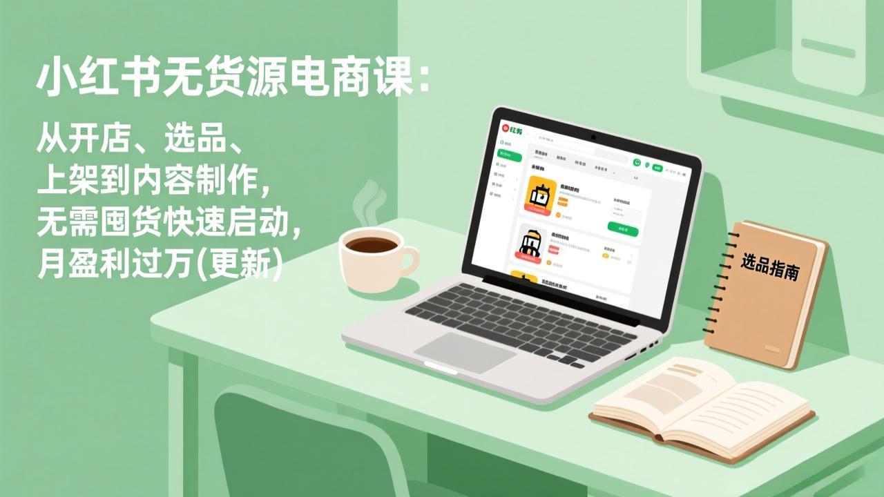 小红书无货源电商课：从开店、选品、上架到内容制作，无需囤货快速启动，月盈利过万(更新-伊亚库