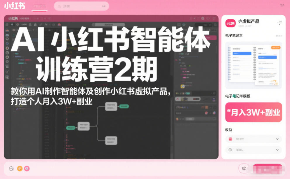 AI小红书智能体训练营2期，教你用AI制作智能体及创作小红书虚拟产品，打造个人月入3W+副业(完结)-伊亚库