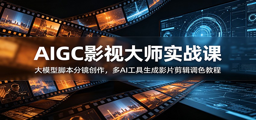 AIGC影视大师实战课：大模型脚本分镜创作，多AI工具生成影片剪辑调色教程-伊亚库