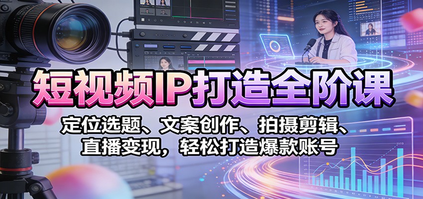 短视频IP打造全阶课：定位选题、文案创作、拍摄剪辑、直播变现，轻松打造爆款账号-伊亚库