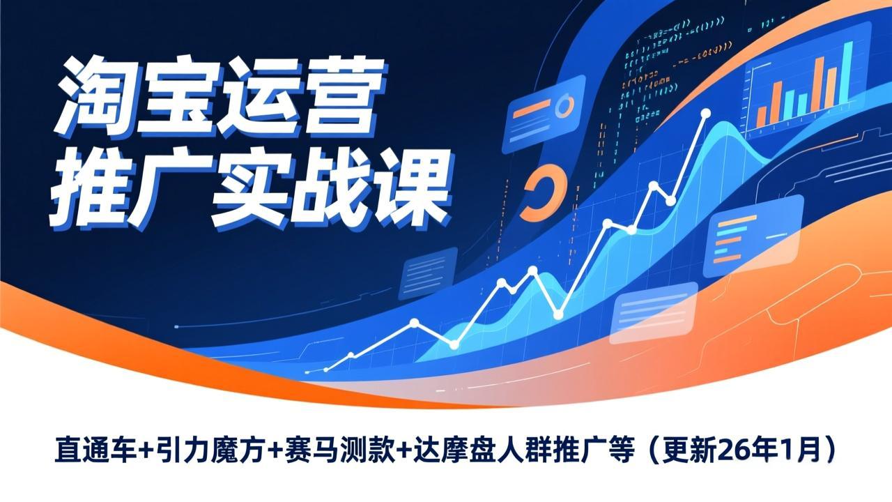 淘宝运营推广实战课，直通车+引力魔方+赛马测款+达摩盘人群推广等(更新26年1月-伊亚库