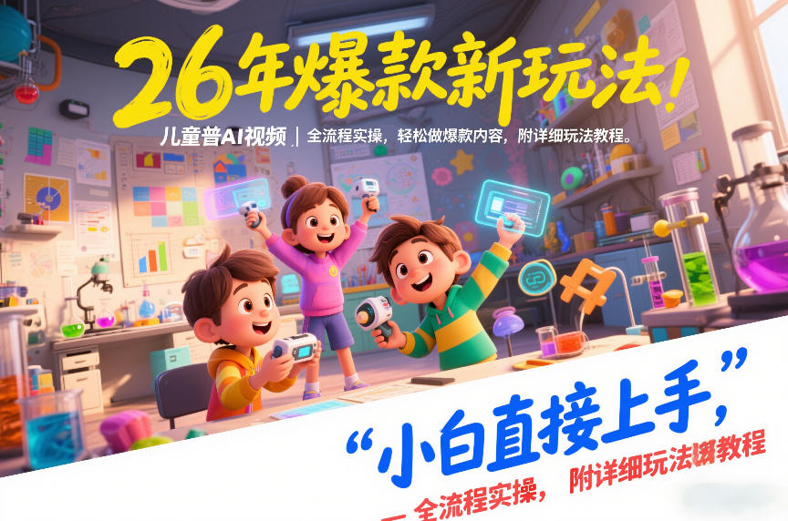 26年爆款新玩法，儿童科普AI视频，全流程实操，轻松做爆款内容，小白直接上手，附详细玩法教程-伊亚库