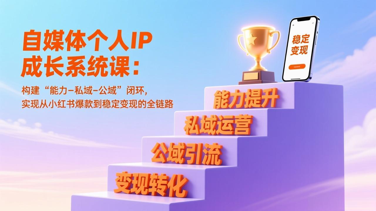 自媒体个人IP成长系统课：构建“能力-私域-公域”闭环，实现从小红书爆款到稳定变现的全链路-伊亚库