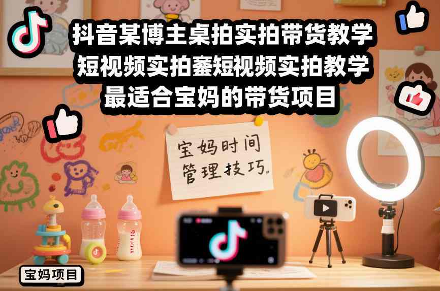 抖音某博主桌拍实拍带货教学，短视频实拍教学，最适合宝妈的带货项目-伊亚库