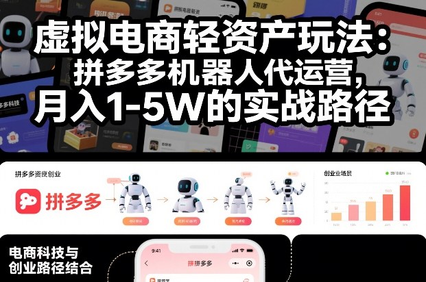 虚拟电商轻资产玩法：拼多多机器人代运营，月入1-5W的实战路径【揭秘】-伊亚库