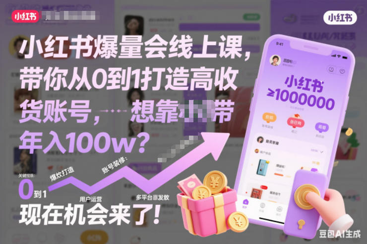 小红书爆量会线上课，带你从0到1打造高收益带货账号，想靠小红书带货年入100w？现在机会来了！(更新)-伊亚库