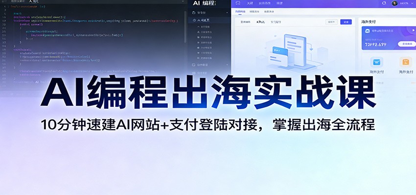 AI编程出海实战课：10分钟速建AI网站+支付登陆对接，掌握出海全流程-伊亚库