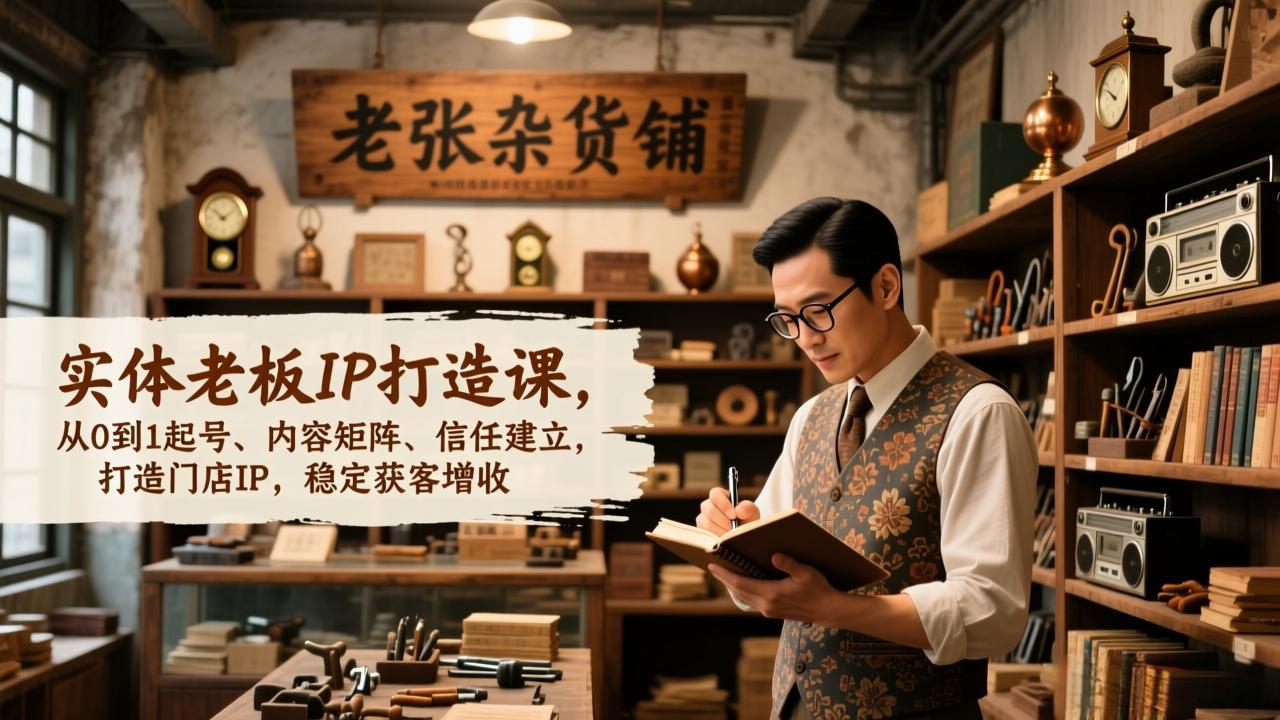 实体老板IP打造课，从0到1起号、内容矩阵、信任建立，打造门店IP，稳定获客增收-伊亚库