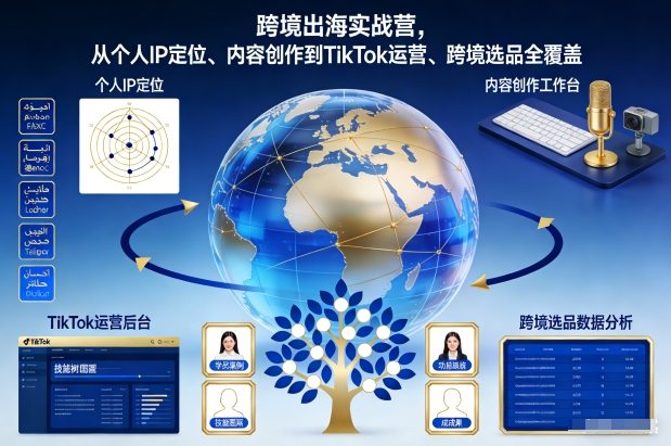 跨境出海实战营，从个人IP定位、内容创作到TikTok运营、跨境选品全覆盖-伊亚库