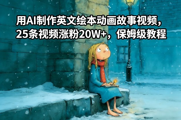 用AI制作英文绘本动画故事视频，25条视频涨粉20W+，保姆级教程-伊亚库