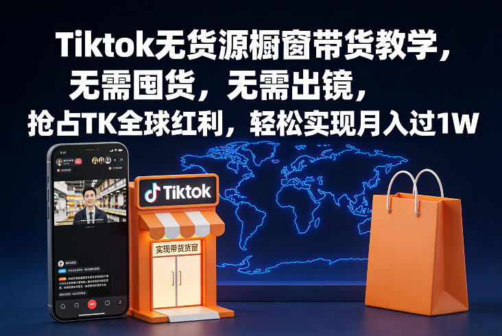 Tiktok无货源橱窗带货教学，无需囤货，无需出镜，抢占TK全球红利，轻松实现月入过1W-伊亚库