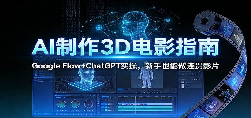 AI制作3D电影指南：Google Flow+ChatGPT实操，新手也能做连贯影片-伊亚库