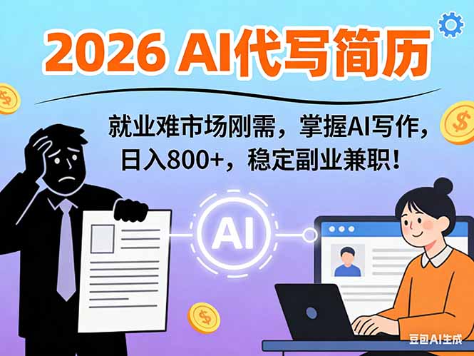 AI代写简历，超暴利，用万能模板月入1-3万实战教程，2026年市场刚需！-伊亚库