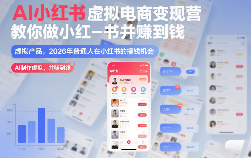 AI小红书虚拟电商变现营，教你做小红书并賺到钱，虚拟产品，2026年普通人在小红书的搞钱机会(更新中)-伊亚库