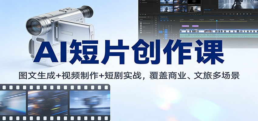 AI短片创作课：图文生成+ 视频制作+短剧实战，覆盖商业、 文旅多场景-伊亚库