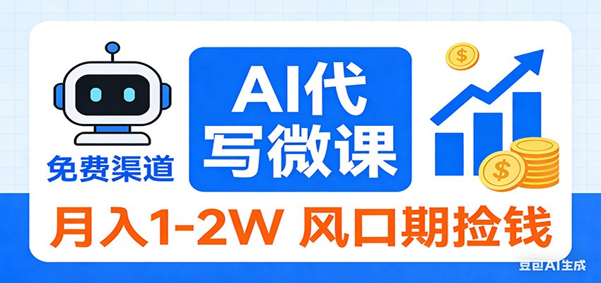 2026告别打工！AI 代写微课，提供免费渠道，月入 1-2W 风口期捡钱-伊亚库