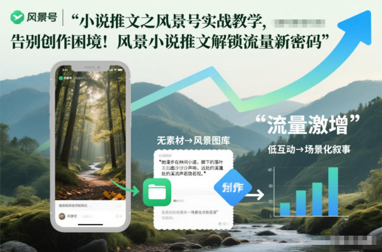 小说推文之风景号实战教学，告别创作困境！风景小说推文解锁流量新密码-伊亚库