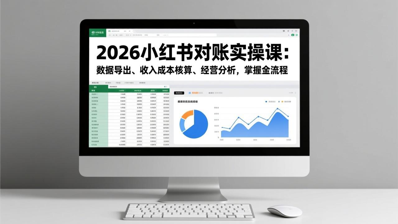 2026小红书对账实操课：数据导出、收入成本核算、经营分析，掌握全流程-伊亚库