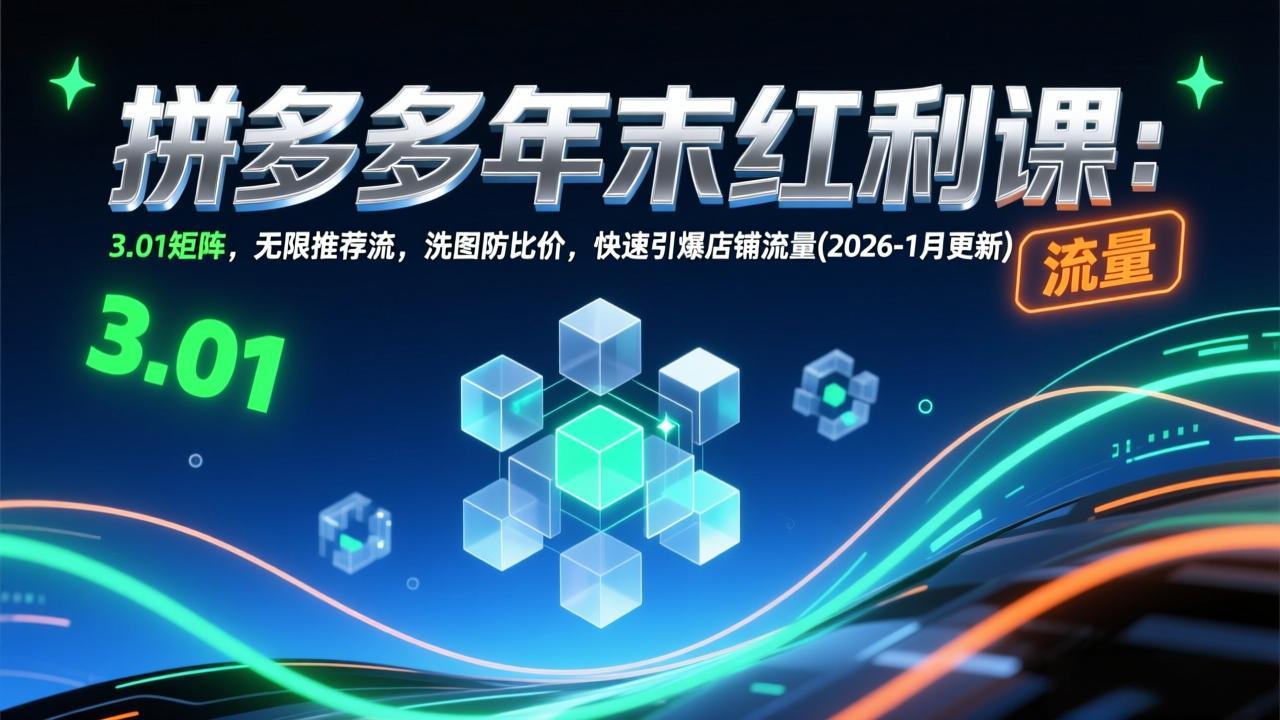 拼多多年末红利课：3.01矩阵，无限推荐流，洗图防比价，快速引爆店铺流量(2026-1月更新-伊亚库