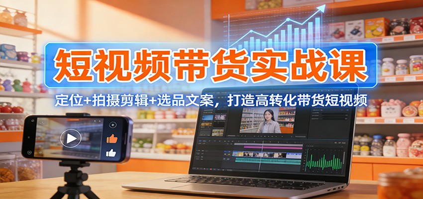 短视频带货实战课：定位+拍摄剪辑+选品文案，打造高转化带货短视频-伊亚库