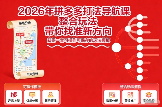 2026年拼多多打法导航课，整合玩法，带你找准新方向，获得一套可操作可保存的玩法模板-伊亚库