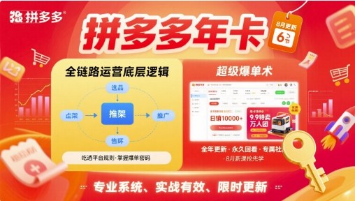 拼多多年卡,拼多多全链路运营底层逻辑,超级爆单术【更新26年1月】