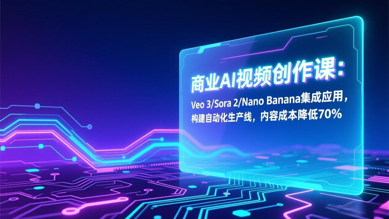 商业AI视频创作课：Veo 3/Sora 2/Nano Banana集成应用，构建自动化生产线，内容成本降低70%-伊亚库