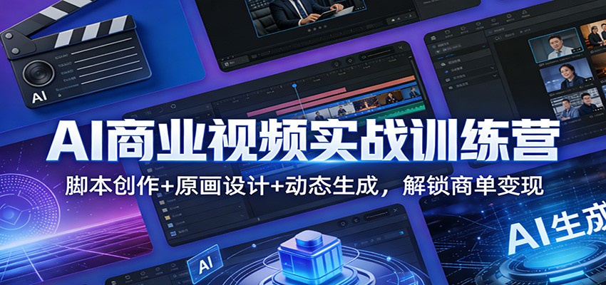 AI商业视频实战训练营：脚本创作+原画设计+动态生成，解锁商单变现-伊亚库