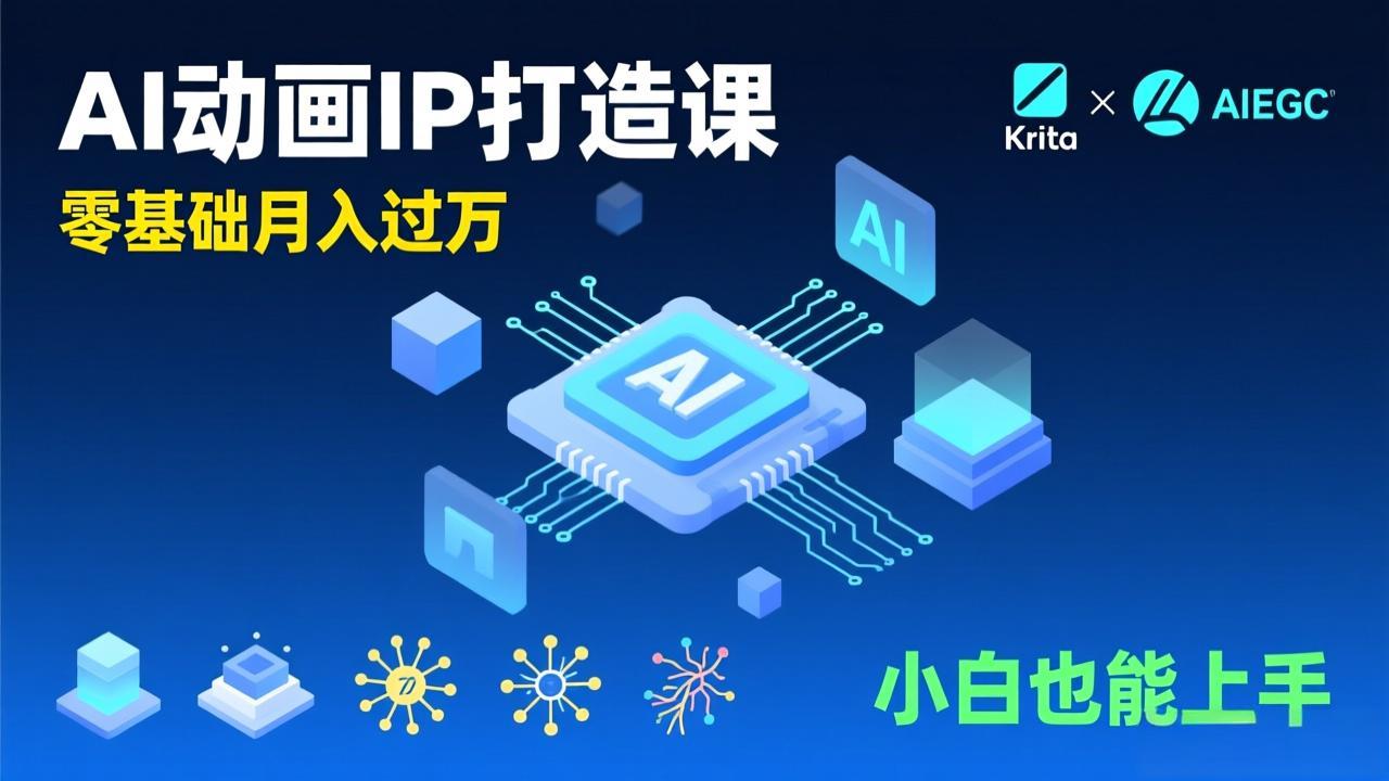 AI动画新手变现课，Krita+AIGC、模型训练、商单资源，零基础月入过万，小白也能上手-伊亚库