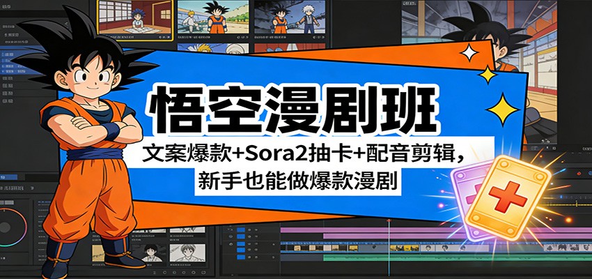 悟空漫剧班：文案爆款+Sora2抽卡+配音剪辑，新手也能做爆款漫剧-伊亚库