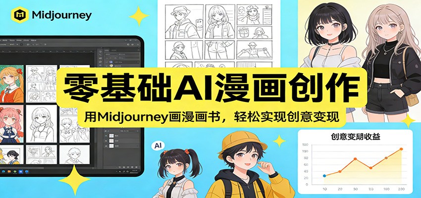 零基础AI漫画创作：用Midjourney画漫画书，轻松实现创意变现-伊亚库