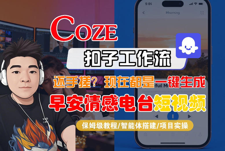 【Coze工作流搭建实操教程】【coze】早安情感电台日签视频还在手动做？用扣子工作流自动生成，省时90%-伊亚库
