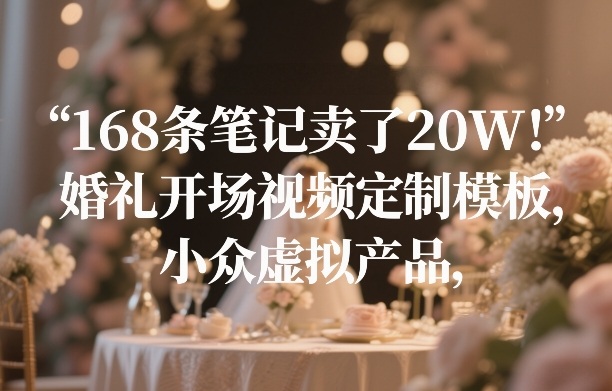 168条笔记卖了20W！婚礼开场视频定制模板，小众虚拟产品-伊亚库