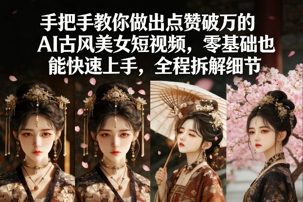 手把手教你做出点赞破万的AI古风美女短视频，零基础也能快速上手，全程拆解细节-伊亚库