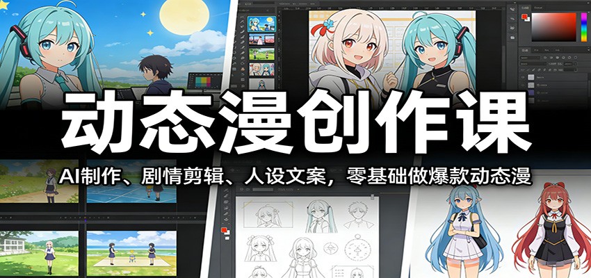 动态漫创作课：AI制作、剧情剪辑、人设文案，零基础做爆款动态漫-伊亚库